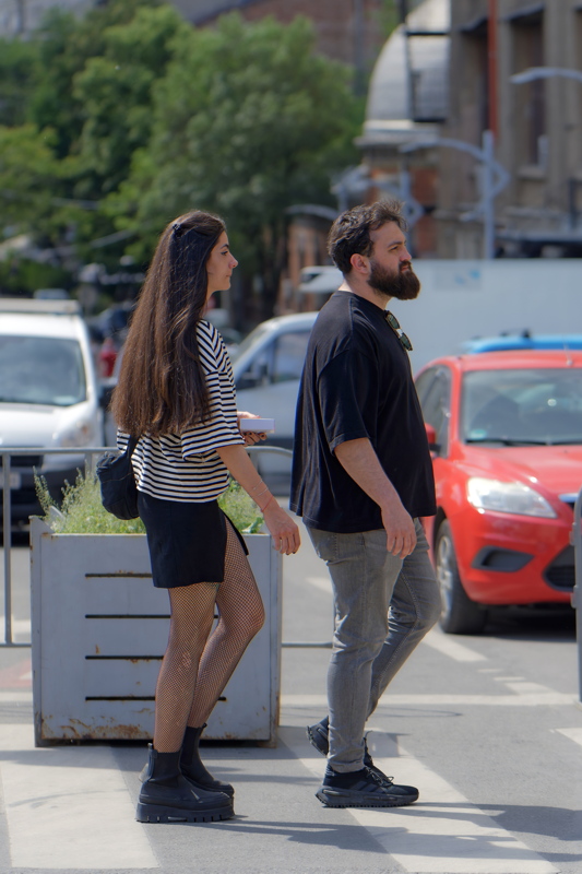 Couple walking in an urban setting